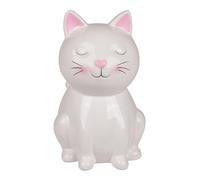 Salvadanaio gatto in ceramica. Salvadanaio originale con coperchio e chiave. (Bianco)