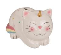 Salvadanaio Gatto Unicorno Ceramica. Salvadanaio Unicorn Cat originale con coperchio e chiave.