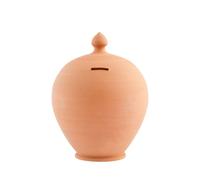 Salvadanaio in ceramica con forma rotonda grezza di cm 25 in terracotta