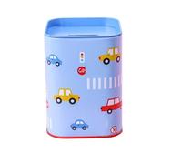 Salvadanaio in latta per bambini in colori vivi. Salvadanaio originale in latta con coperchio. Salvadanaio a buon mercato che può essere utilizzato anche come portapenne. (Automobili)