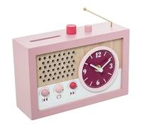 Salvadanaio in legno a forma di raggio, in rosa e naturale, 18 x 7 x 22 cm