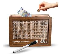 Salvadanaio in legno con bersaglio di risparmio, pronto da assemblare, salvadanaio riutilizzabile con numeri, cassette porta denaro/salvadanaio per adulti e bambini da spuntare, salvadanaio con matita