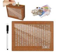 Salvadanaio in Legno con Contatore DTXYBC, Riutilizzabile, con Lavagna trasparente e Pennarello, per Aiutare i Bambini a Costruire l'Abitudine al Risparmio