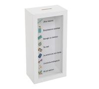 Salvadanaio in legno e vetro, torre di risparmio, vari modelli, viaggio o multe di convivenza, 20 x 10 x 6 cm (né per Asomo)