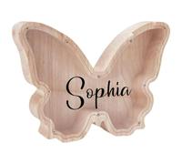Salvadanaio In Legno Personalizzato For Bambini, Ragazzi E Ragazze, Salvadanaio Personalizzato Con Adesivi Fai Da Te Con Nome, Salvadanaio For Regali Di Compleanno E Natale(Butterfly)