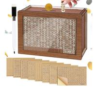 Salvadanaio in Legno Riutilizzabile Obiettivo di Risparmio e Numeri da Spuntare per aiutare i Bambini a Costruire l'Abitudine al Risparmi