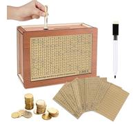 Salvadanaio in legno, salvadanaio con contatore.Un salvadanaio riutilizzabile con numeri target di risparmio spunta con target per bambini adulti 500€ 1.000€ 2.000€ 3.000€ 5.000€ 10.000€