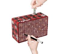 Salvadanaio in Legno,Salvadanaio Natalizio Sicuro | Rosso a Quadri per Risparmi,Per Adulti, Ragazzi E Ragazze, Decorazione Per La Casa E La Biblioteca, Centrotavola