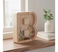 Salvadanaio in Legno Trasparente Idea Regalo per Scrivania, Cameretta, Bambini