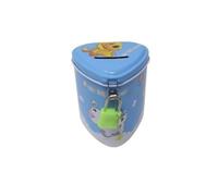 Salvadanaio in metallo a forma di cuore con animali e lucchetto, salvadanaio in latta divertente grande formato per bambini e ragazze (blu, piccolo 8 x 10 x 8)