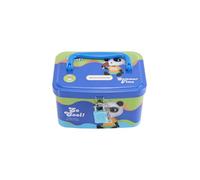 Salvadanaio in metallo a forma di scatola per il pranzo con animali Panda Orsetto lucchetto, salvadanaio in latta divertente grande formato per bambini e ragazze (blu scuro)