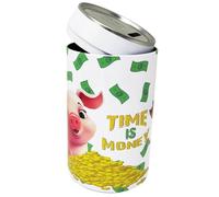 Salvadanaio Lattina Maialino Bianco "Time Is Money" in Metallo Latta Apribile 12x6cm