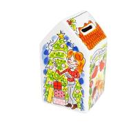 Salvadanaio natalizio a forma di casetta in ceramica - Blond Amsterdam - Decorazione di Natale con disegni invernali - Idea regalo per bambini - Non lavabile in lavastoviglie