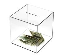 Salvadanaio non Apribile, Salvadanaio in Acrilico Trasparente, Salvadanaio per Monete e Contanti, Salvadanaio Banconote, Salvadanaio che non si può Aprire, Salvadanai per Adulti Bambini, 12x12x12 cm