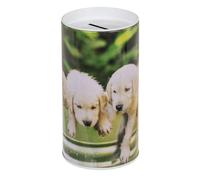 Salvadanaio per bambini Cuccioli Cani e Gatti. Originale salvadanaio in latta con coperchio per bambini che può essere utilizzato anche come portapenne. (Cuccioli)