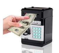Salvadanaio per Bambini Elettronica, Auto Scorrimento Denaro Banca, Cassaforte Salvadanaio Elettronico Password Salvadanaio, Mini bancomat salvadanaio ATM, Regalo di Compleanno Ragazzi Ragazze-nero