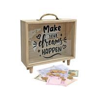 Salvadanaio Per Bambini, SalvadanaioIn Contanti - Salvadanaio In Legno Con Finestra Trasparente, Custodia Di Risparmio Montata In Alto Per Famiglie, Partner, Amici, Bambini