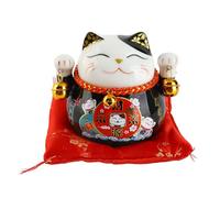 Salvadanaio per Gatti in Ceramica, Maneki Neko Banca che fa cenno a Gatti Barattolo di Soldi Simpatico salvadanaio in Porcellana Salvadanaio Feng Shui Decorazione di Buona Fortuna (Black)