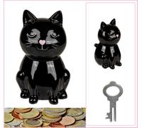 Salvadanaio Per Gatto In Ceramica Nero Ca. 15x10x10cm