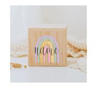 Salvadanaio personalizzato in legno arcobaleno for bambini Collezione di monete Regalo compleanno for(RB-05)