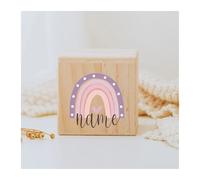 Salvadanaio personalizzato in legno arcobaleno for bambini Collezione di monete Regalo compleanno for(RB-06)