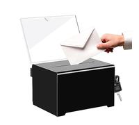 Salvadanaio richiudibile in acrilico con chiave: scatola per donazioni in acrilico, scatola consigliata per commenti, donazioni e biglietti da visita, nero (15,9 x 11,4 x 10,2 cm)