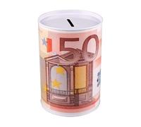 Salvadanaio Soldi Carta Moneta Banconote Vintage decorativi risparmi bambini adulti portamonete barattolo in latta metallo non apribile 12,5 x 11 CM (50 EURO)