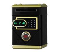 Salvadanaio touch screen for bambini con conteggio automatico delle monete e cassetta di sicurezza(Noir)