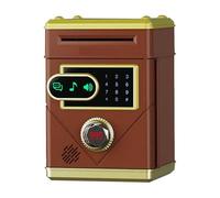 Salvadanaio touch screen for bambini con conteggio automatico delle monete e cassetta di sicurezza,Rilevamento preciso(Brown)