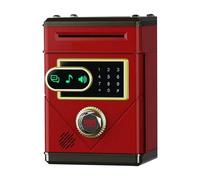 Salvadanaio touch screen for bambini con conteggio automatico delle monete e cassetta di sicurezza,Rilevamento preciso(Rot)