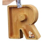 Salvadanaio trasparente, grande salvadanaio in legno con lettere | scatola trasparente per risparmiare denaro per ragazze e adulti - regalo di Natale compleanno per bambini