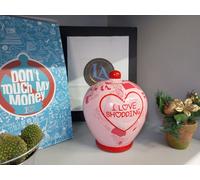 Salvadanaio Virca In Terracotta H.20 cm con scritta........ "I LOVE SHOPPING"