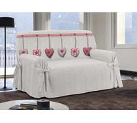 Salvadivano Copridivano Con Laccetti Disegno Cuori Colore Rosso