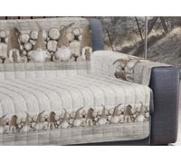 Salvadivano Copridivano Trapuntato Disegno Gnomi Colore Beige