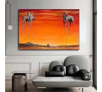 Salvador Dali Arte Classica Elefanti Astratta Arte della parete Tela Pittura Poster Immagini Opere d'arte per soggiorno Decor 70x100 cm (28x39 pollici) con cornice nera