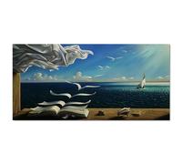 Salvador Dali Classic Surreal Artwork The Waves Book Barca a vela Pittura a olio su tela Poster Wall Art Immagini Modern Home Decor 90x180cm (35x70in) con cornice