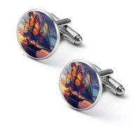 Salvador-Dalì - Gemelli alla moda da uomo, motivo nave con vele di farfalla, set di gemelli classici per camicie da matrimonio e lavoro, 1.7cm, Metallo, Nessuna pietra preziosa