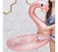 SALVAGENTE GONFIABILE FENICOTTERO ROSA GLITTERATO CIAMBELLA MARE DIAMETRO 90 CM