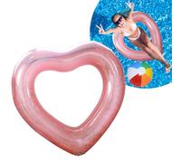 Salvagente gonfiabile per adulti, 120 cm, a forma di cuore, galleggianti per piscina con paillettes, anello galleggiante trasparente, anello galleggiante per ragazze e donne, spiaggia, estate, piscina