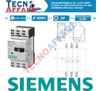 Salvamotore 0.35-0.5 Cortocircuito 6.5A 690V 3Poli Protezione Motore Siemens