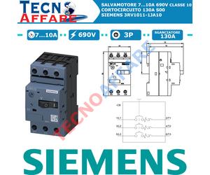Salvamotore 7...10A Sganciatore 130A 690V 3P Interruttore Automatico Siemens