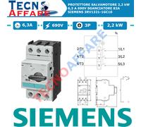 Salvamotore Interruttore Magnetotermico S0 6,3A 690V Siemens 3RV1321-1GC10
