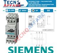 Salvamotore Protezione Trasformatore 0.16A 690V 3Poli Siemens 3RV1821-0AD10