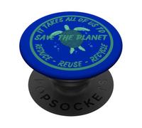 Salvare il pianeta tartaruga riciclare la Giornata della Terra Ambi PopSockets PopGrip Adesivo