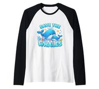 Salvare Le Balene Amante Giornata della Terra Ambiente Ecologia Cute Kid Maglia con Maniche Raglan