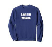 Salvare Le Balene Felpa, Unisex per Adulti, Navy, S