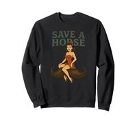 Salvare un cavallo, cavalcare un baffi - divertente cowgirl occidentale pin-up Felpa
