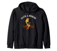 Salvare Un Cavallo, Cavalcare Un Baffi - Divertente Cowgirl Occidentale Pin-up Felpa con Cappuccio