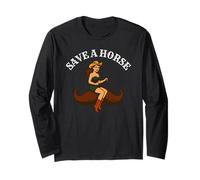 Salvare un cavallo, cavalcare un baffi - divertente cowgirl occidentale pin-up Maglia a Manica