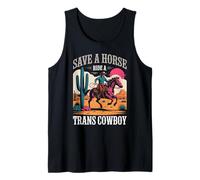 Salvare un cavallo cavallo Un Trans Cowboy Pride LGBTQ Divertente Donne Uomini Canotta